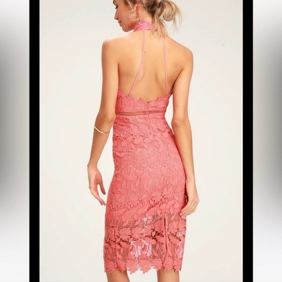 🌸Bardot Willow Lace Dress in Pink - Picture 2 of 3